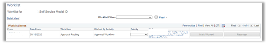 Online Withdraw tab's worklist